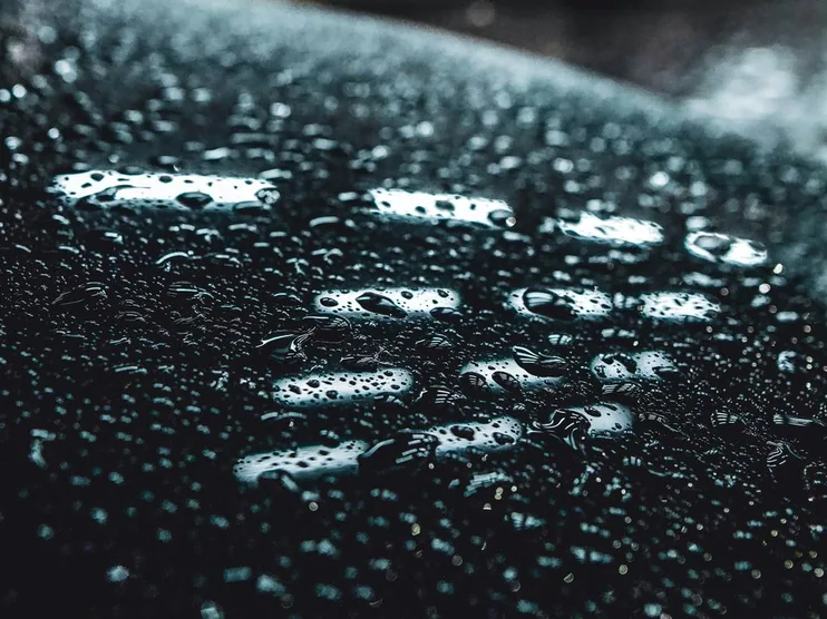 bonnet water beading, close
