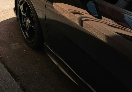 glossy flank with long light reflections