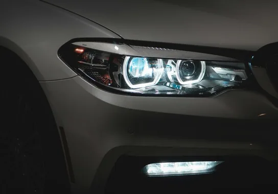 restored headlight, close