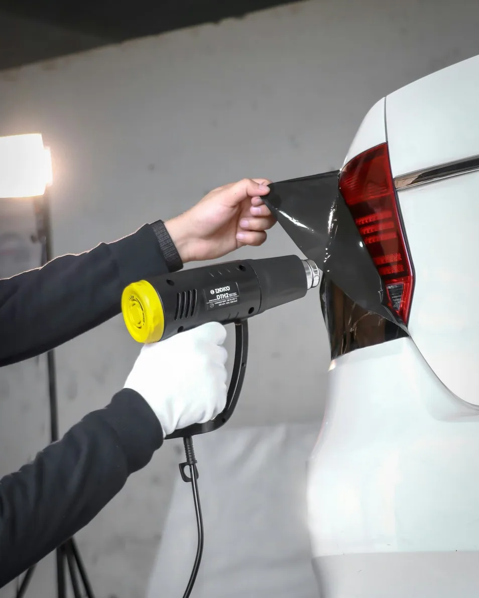 film being heat-set or edge-wrapped on a panel, upright